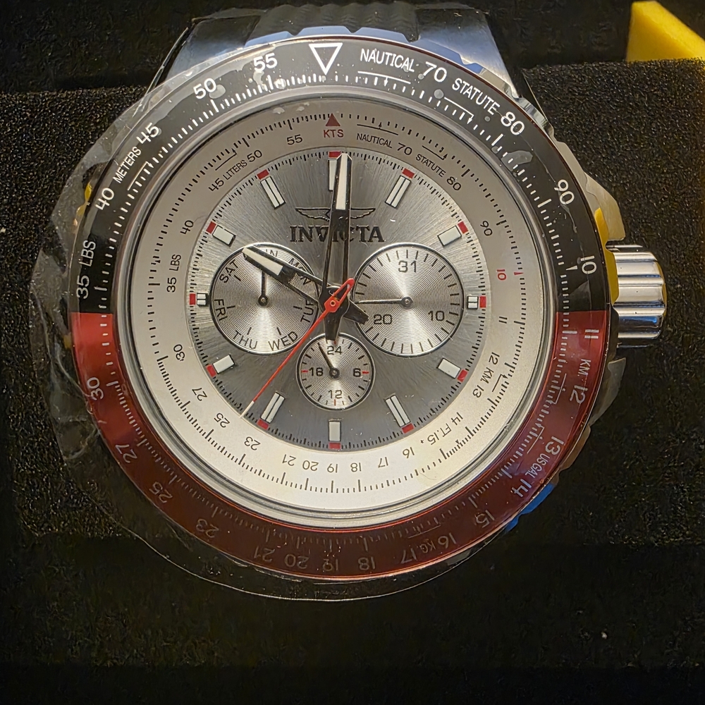 Invicta Aviator Skyshock 50mm men's Silver and Red  Watch